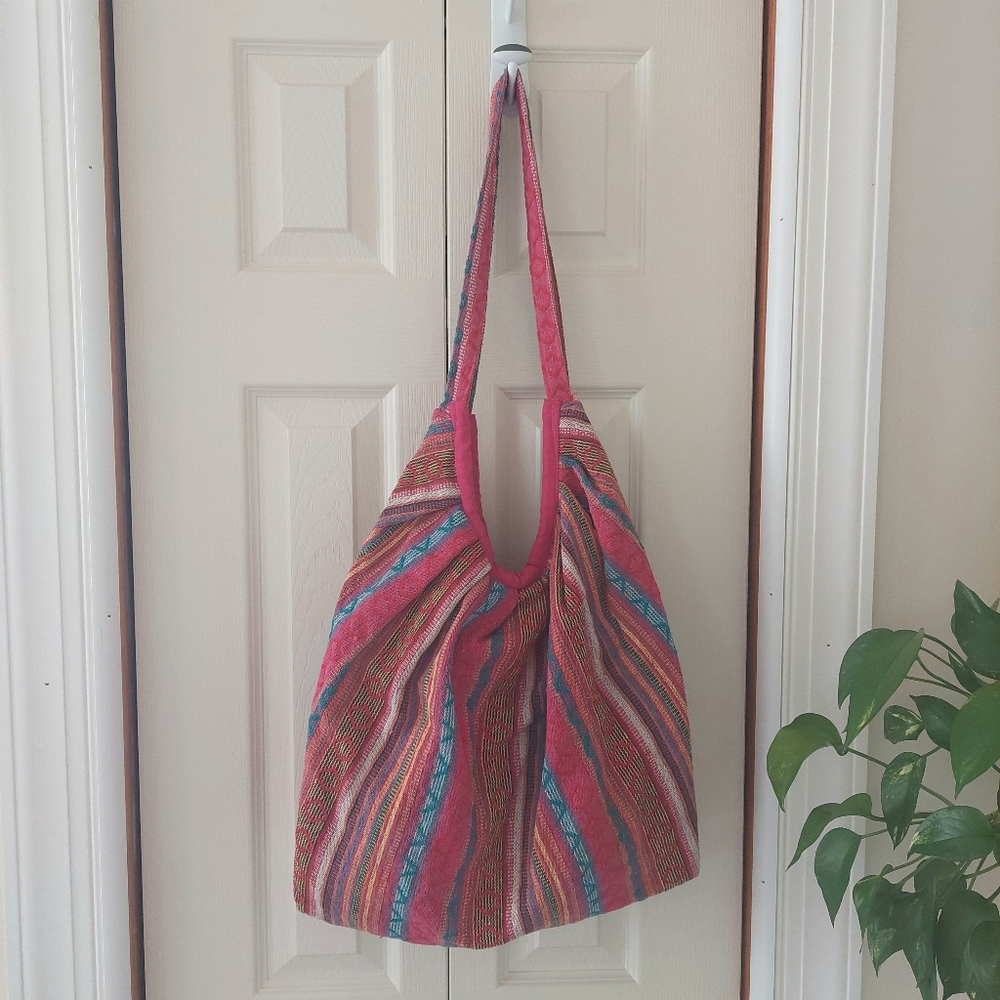 Tribe Azure 100% Cotton Shoulder Bohemian Banana Tote, Market Bag! - Picture 7 of 14